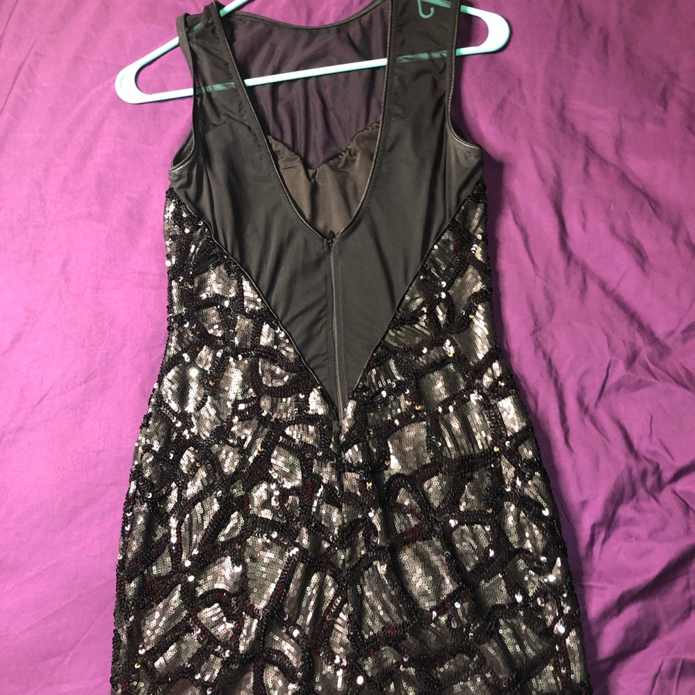 Black Sequin Midi Dress.